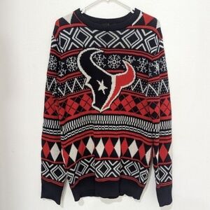NFL Official Team Apparel Houston Texans Red Black Crewneck Sweater Men's Medium